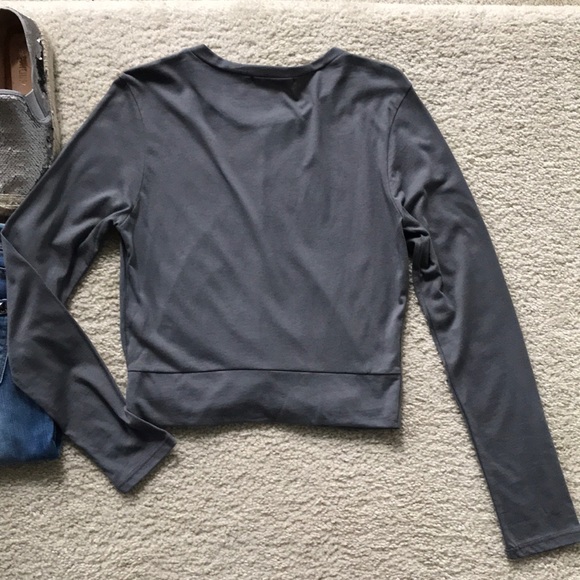 Grey Long Sleeve Twist Front Top - Picture 5 of 6